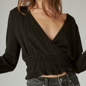 Lucky Brand Pointelle Surplice Top